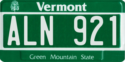 VT license plate ALN921