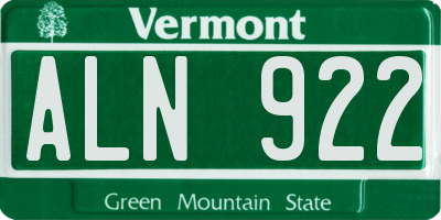 VT license plate ALN922