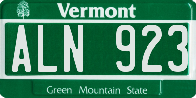 VT license plate ALN923