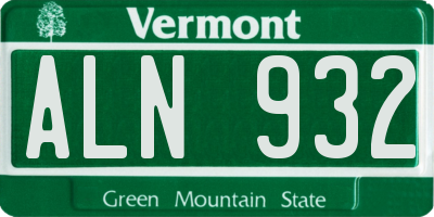 VT license plate ALN932