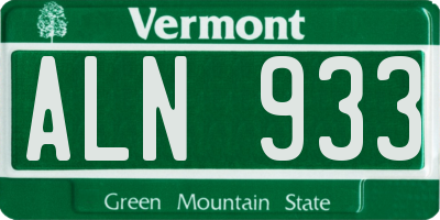 VT license plate ALN933