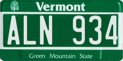 VT license plate ALN934