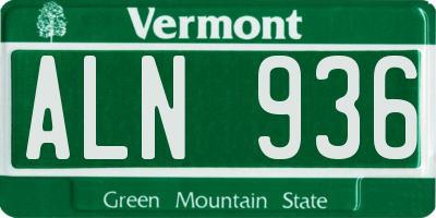 VT license plate ALN936