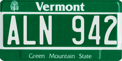 VT license plate ALN942