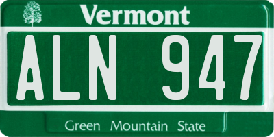 VT license plate ALN947