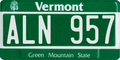 VT license plate ALN957