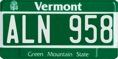 VT license plate ALN958