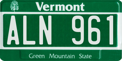 VT license plate ALN961