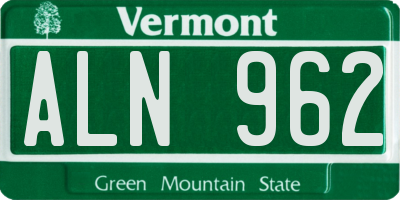 VT license plate ALN962