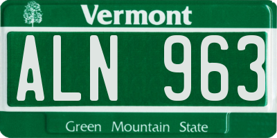 VT license plate ALN963