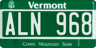 VT license plate ALN968