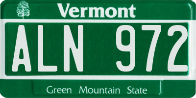VT license plate ALN972