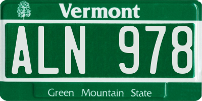 VT license plate ALN978