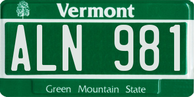 VT license plate ALN981
