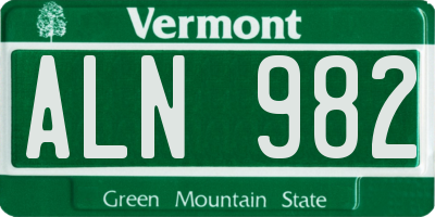 VT license plate ALN982