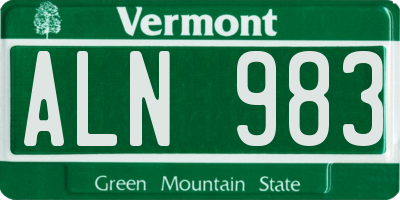 VT license plate ALN983