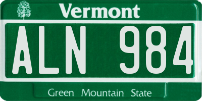 VT license plate ALN984