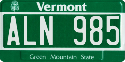 VT license plate ALN985