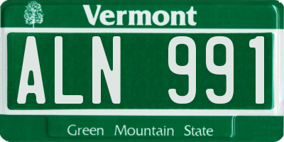 VT license plate ALN991