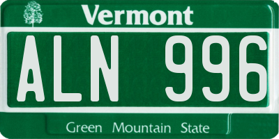 VT license plate ALN996