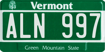 VT license plate ALN997