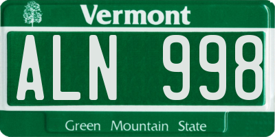 VT license plate ALN998