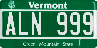 VT license plate ALN999