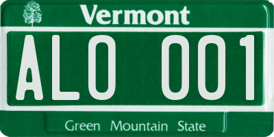 VT license plate ALO001