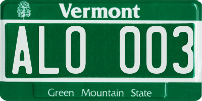 VT license plate ALO003