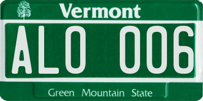 VT license plate ALO006