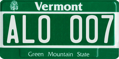 VT license plate ALO007