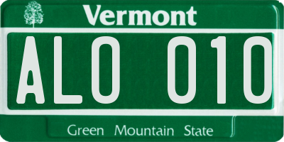 VT license plate ALO010