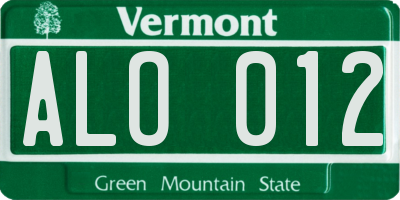 VT license plate ALO012