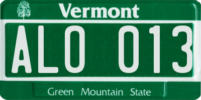 VT license plate ALO013
