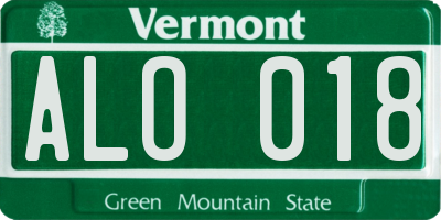 VT license plate ALO018