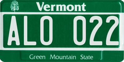 VT license plate ALO022