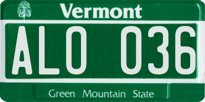 VT license plate ALO036