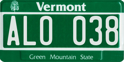 VT license plate ALO038