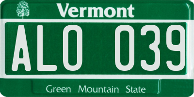VT license plate ALO039