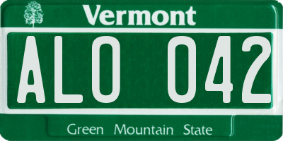 VT license plate ALO042