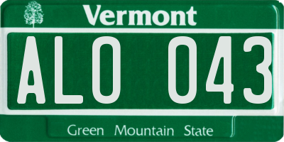 VT license plate ALO043