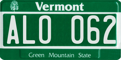 VT license plate ALO062