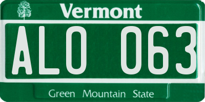 VT license plate ALO063