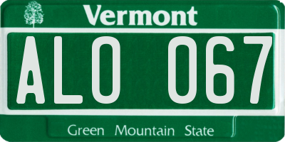VT license plate ALO067