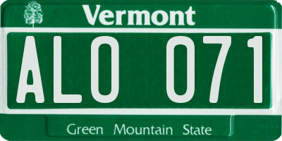 VT license plate ALO071