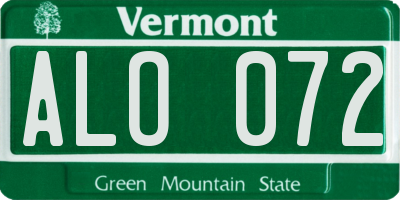 VT license plate ALO072
