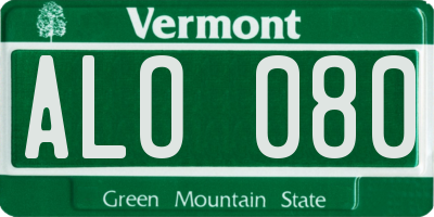 VT license plate ALO080