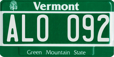 VT license plate ALO092