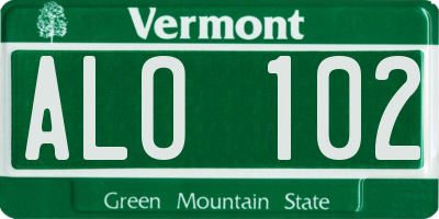 VT license plate ALO102