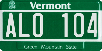 VT license plate ALO104
